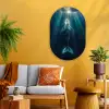 Walvis - Water - Zonnestralen - Blauw Wandcirkel Ovaal Glas middel -sfeer4