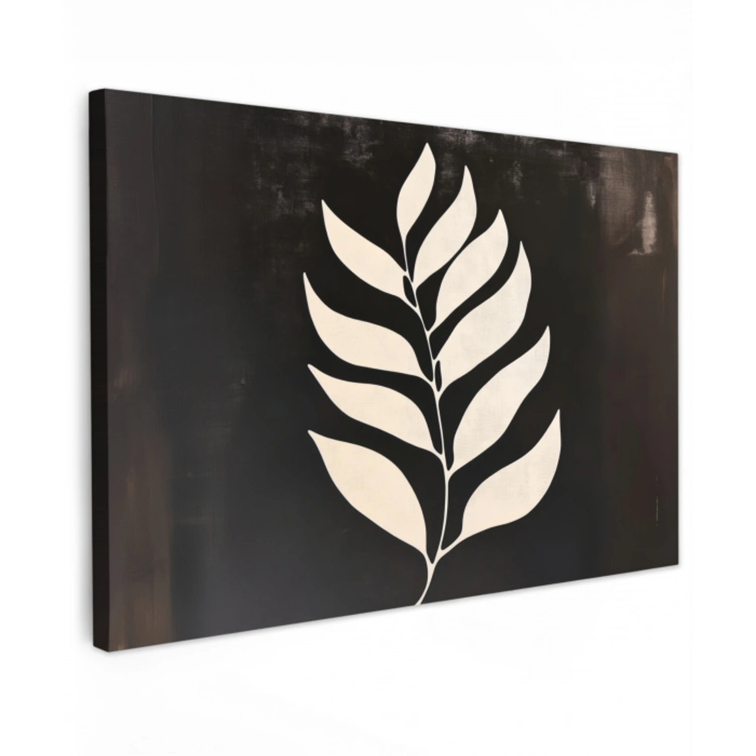 Blad - Wit - Minimalistisch Tuinposter op houten frame 2 cm dik klein -3d