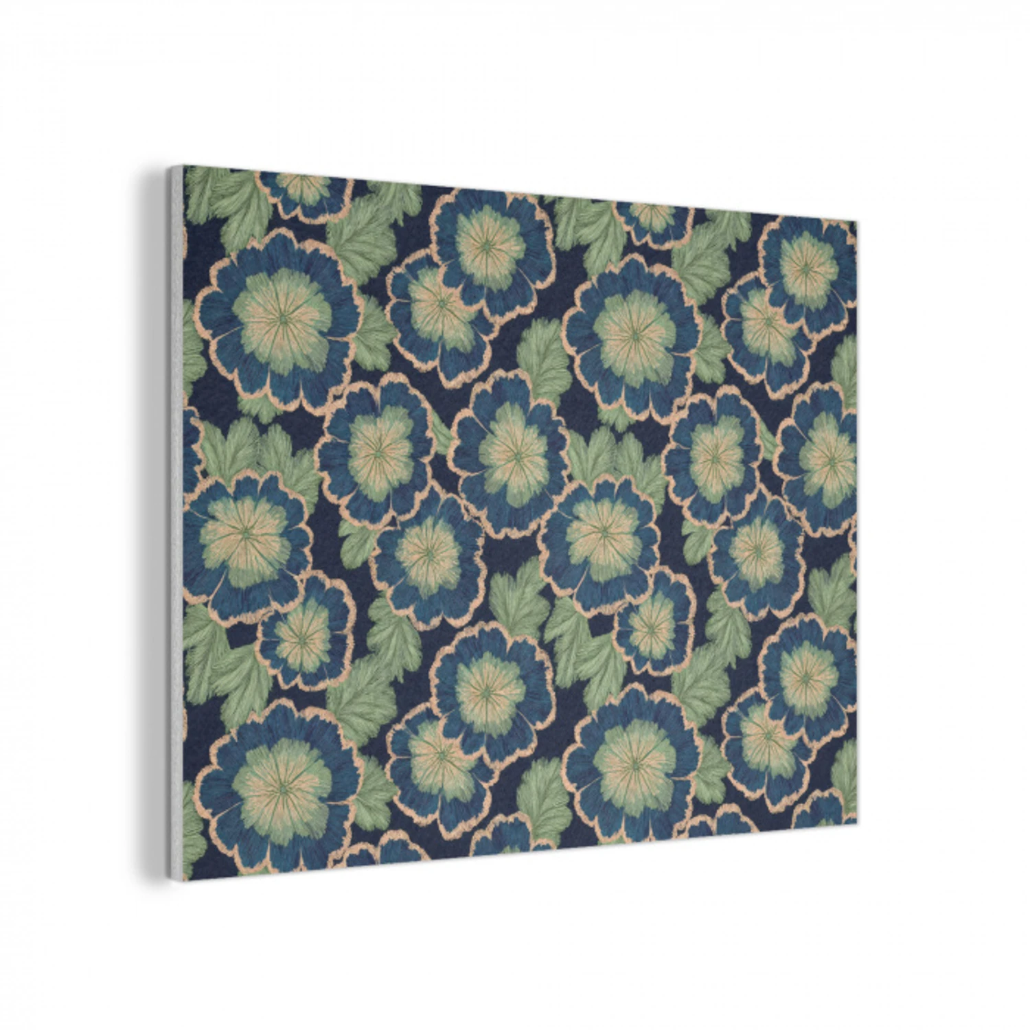 Bloemen - Borduurwerk - Patroon - Blauw - Groen PET vilt klein 837 -3d