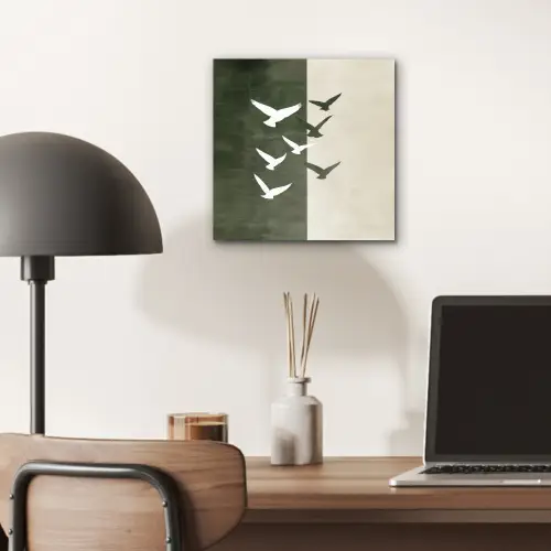 Japandi - Vogel - Groen aluminium wit klein -sfeer5