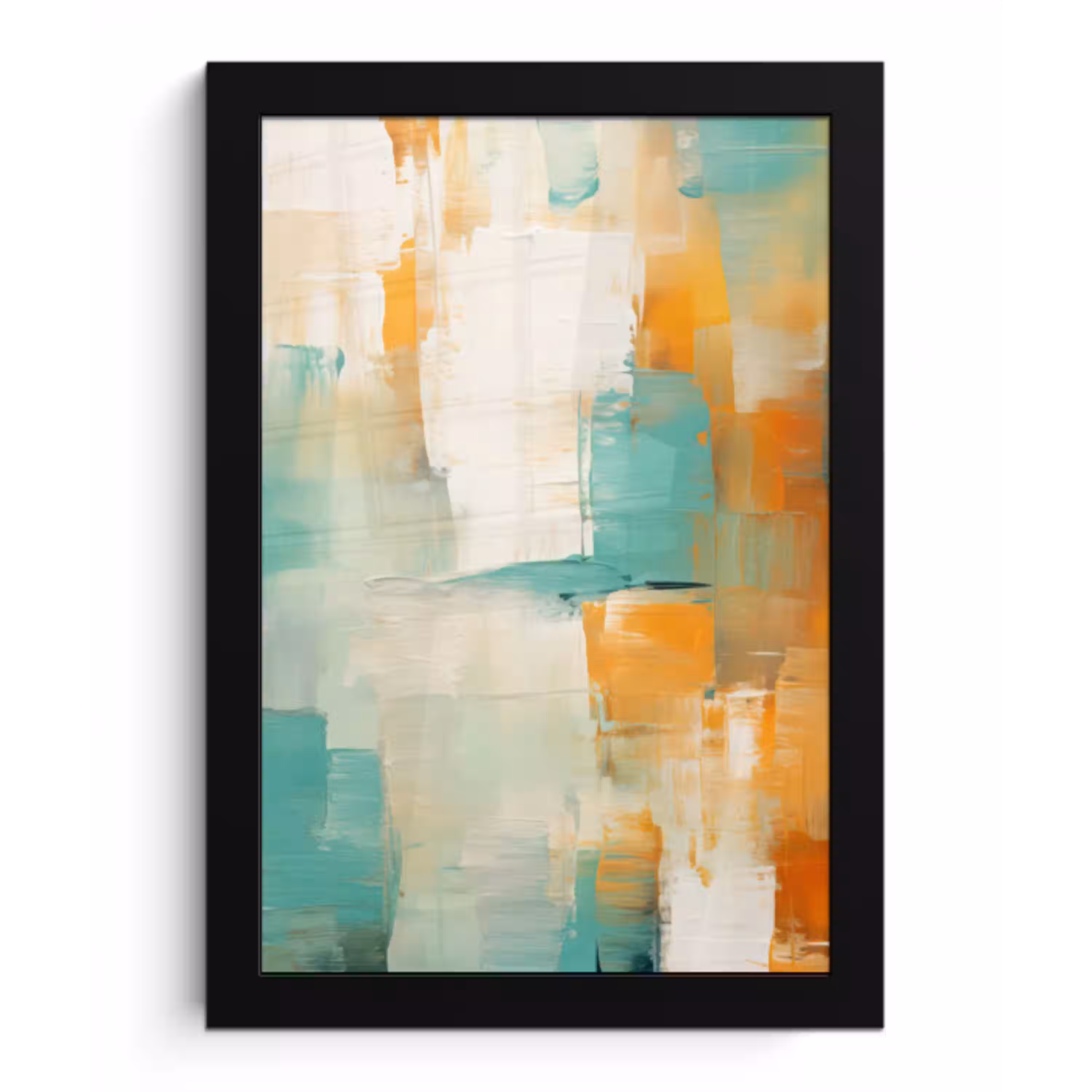 Kunst - Abstract - Blauw - Wit fotolijst zwart zonder passe partout klein -3d