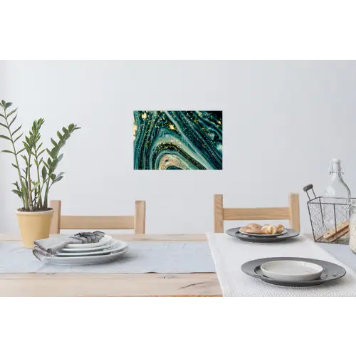 Marmerlook - Luxe - Goud - Turquoise - Glitter Muursticker klein -eettafel