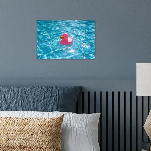Badeend - Dobberend - Roze poster papier klein -sfeer2