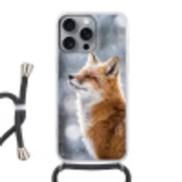 Vos - Sneeuwval - Portret - Winter - Sfeervol Hoesje iPhone 16 Pro Max met koord klein -3d