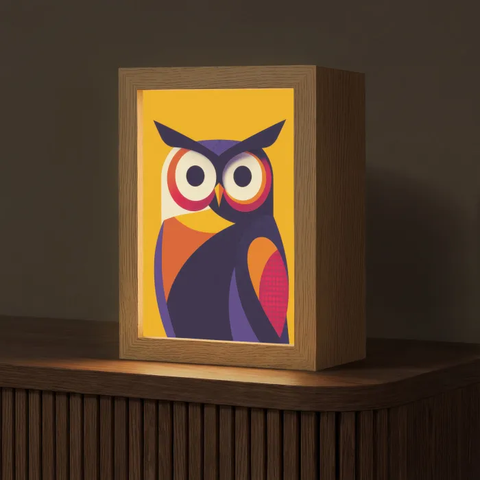 Uil - Grafisch - Kleurrijk - Ogen Light Box met kabel (Tafellamp) klein -z3d_website
