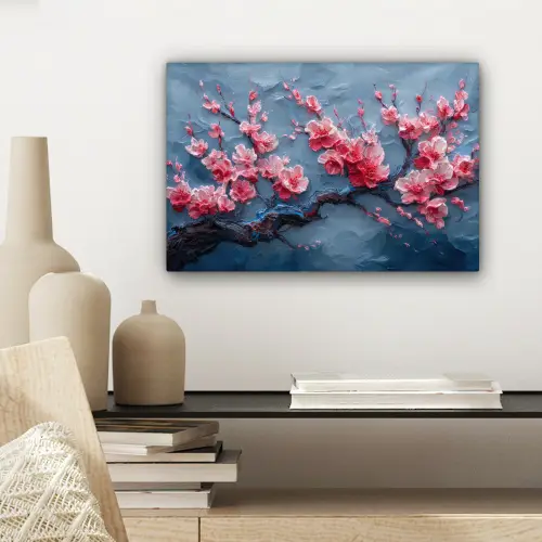 Bloesem - Bloem - Roze - Tak canvas 2cm klein -sfeer6