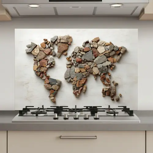 Wereldkaart - Stenen - Wit keuken achterwand spatscherm klein -3d_website