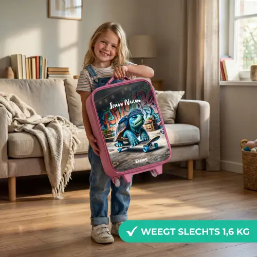 Skater schildpad Kinderkoffer - Roze klein -sfeer2_NL