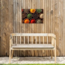 Bakjes - Hout - Kruiden - Kleurrijk Tuinposter op houten frame 2 cm dik klein -sfeer4