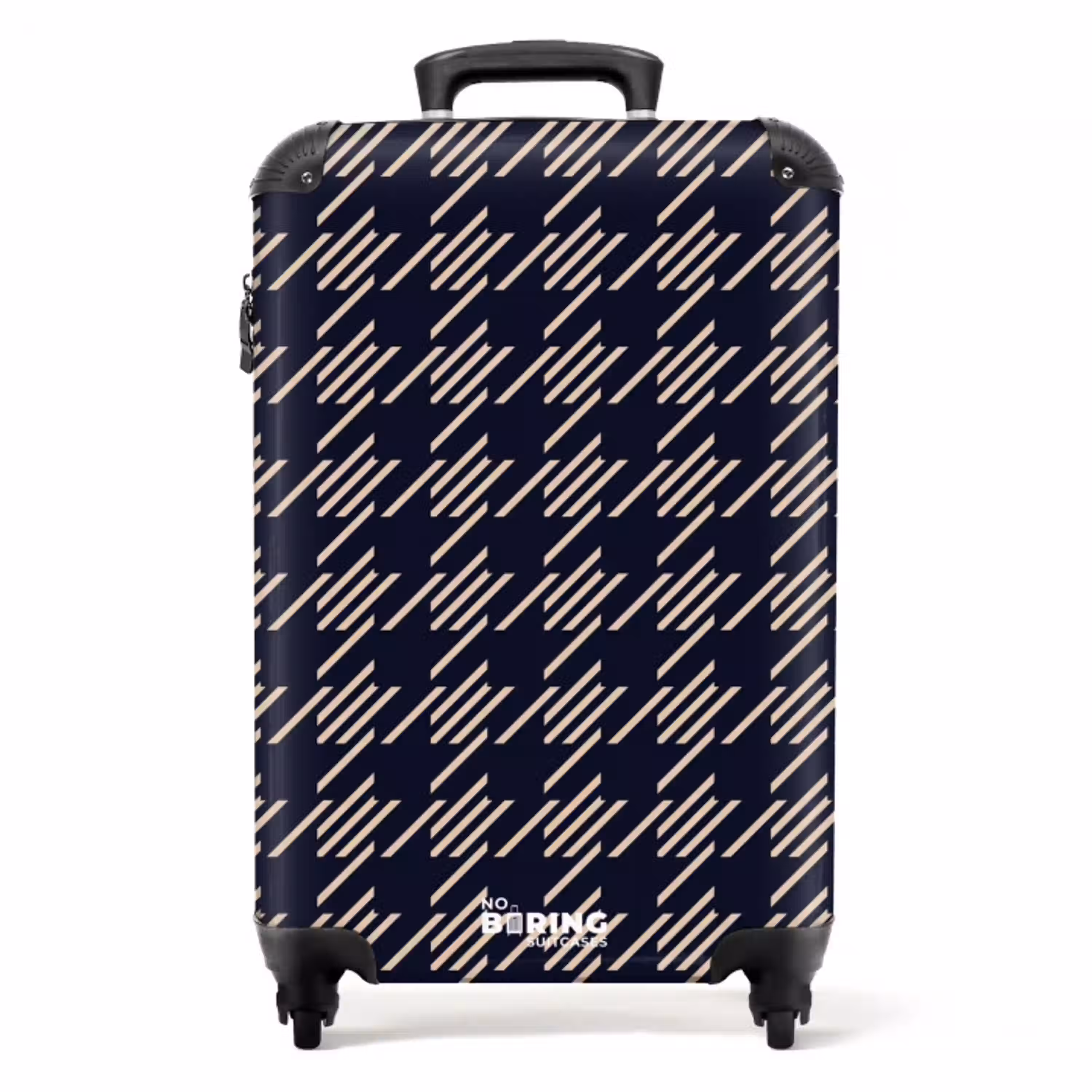 Donker pied-de-poule patroon met diagonale streepvulling NBS - Handbagage koffer - Kinderen Unisex middel -productfoto_recht