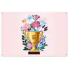 Trofee - Best Mom - Bloemen - Kleurrijk tuinposter los doek groot -3d