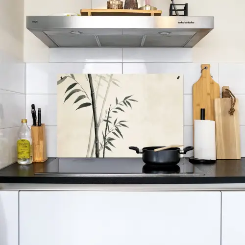 Japandi - Bamboe - Beige Inductie beschemer met haakjes klein -sfeer2