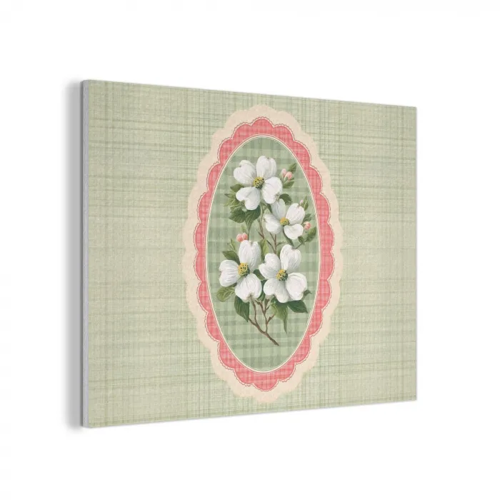 Bloemen - Illustratie - Geruit - Groen PET vilt klein -3d