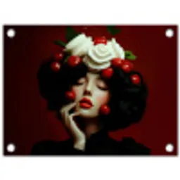Vrouw - Kersen - Slagroom tuinposter los doek klein -3d