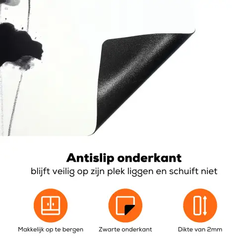Bladeren - Zwart - Lotusbloem - Minimalitisch Inductie beschermer vinyl 3mm klein -zzzzzzz-td-onderkant