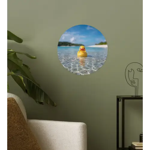 Tropisch - Badeend - geel Wandcirkel behangsticker klein -sfeer2