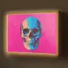 Neon - Blauw - Pop-art - Schedel Light Box met batterij (Wandlamp) middel -z3d_website