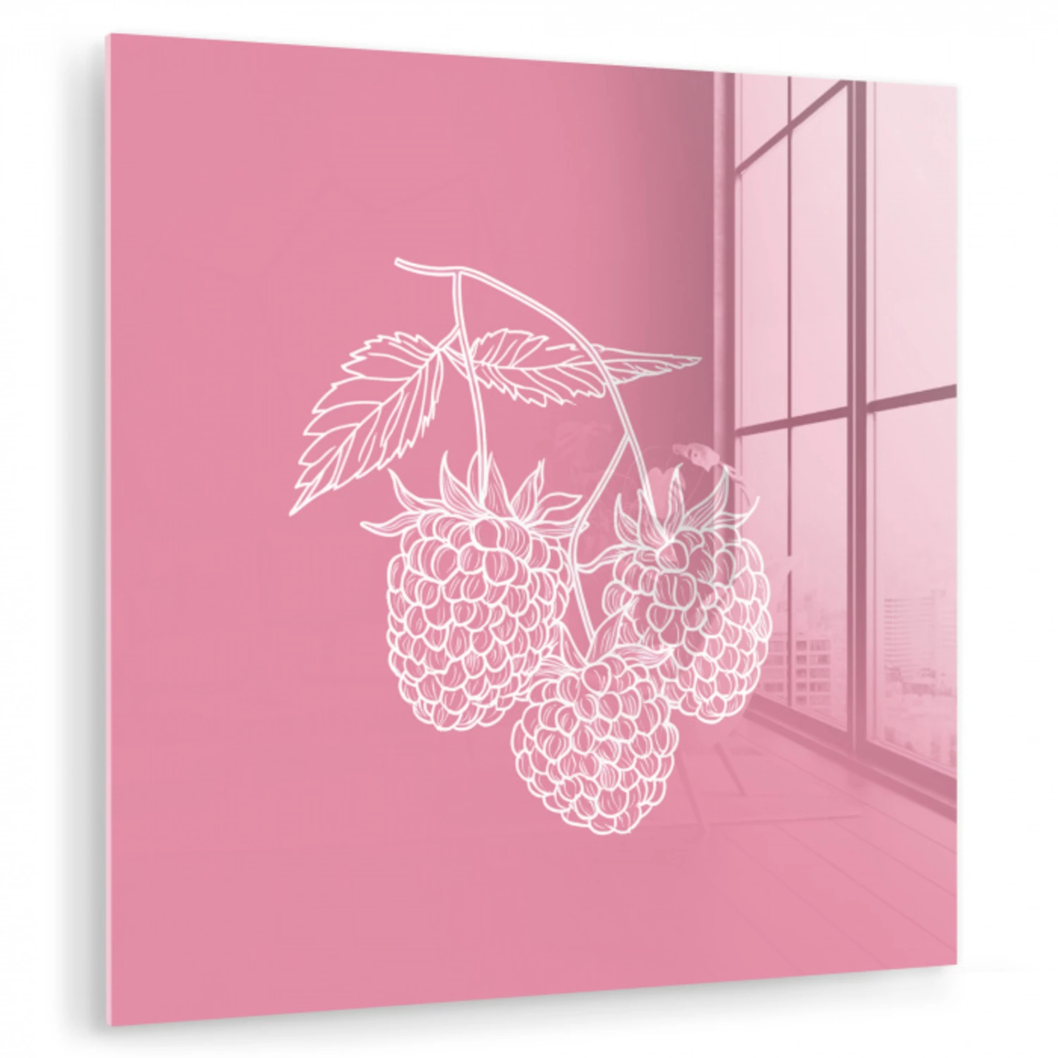 Frambozen - Steel - Getekend - Roze plexiglas 5mm klein -zzzproduct_nieuw