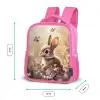 Bloemen - Bruin - Konijntje - Vlinder Kinderrugzak - Roze middel -productfoto_formaten