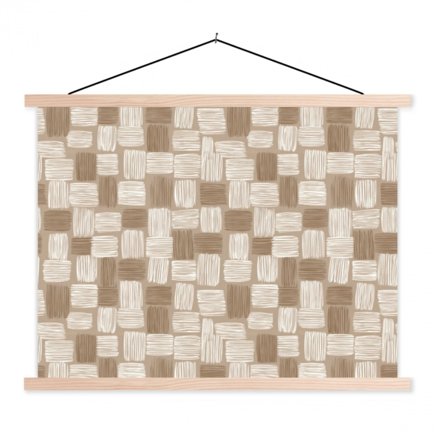 Blok - Patroon - Bruin textielposter latten blank klein 122 -3d