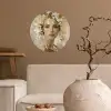 Gezicht - Vrouw - Bladeren - Goud Wandcirkel behangsticker klein -sfeer1