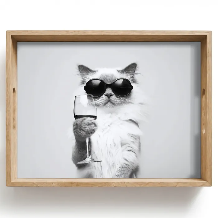 Kat - Zonnebril - Wijnglas - Langharig Dienblad Rechthoek middel -z3d_shopping
