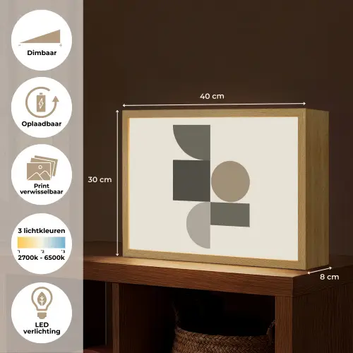 Aardetinten - Abstracte compositie - Eenvoudige vormen Light Box met batterij (Wandlamp) middel -USP_websiteoverzichtNL