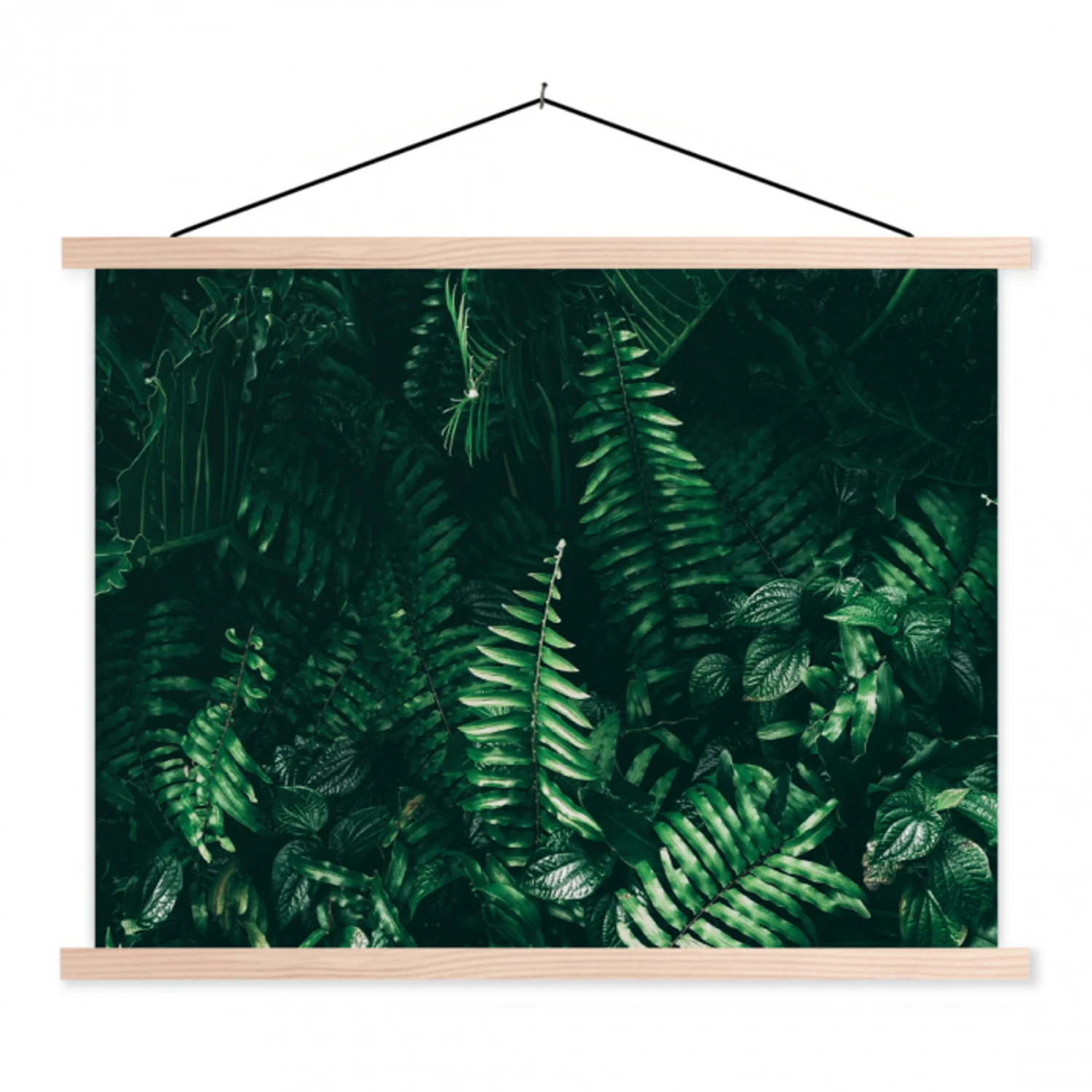 Bladeren - Jungle - Natuur - Tropisch - Planten textielposter latten blank klein -3d