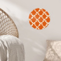Oranje - Ruitpatroon - Wit Wandcirkel behangsticker klein 186 -sfeer4