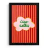 Ciao bella - Tekstwolk - Strepen - Oranje fotolijst zwart zonder passe partout klein -3d