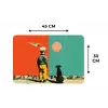 Retro - Jongen - Hond - Rood - Groen Placemat vinyl groot -specs