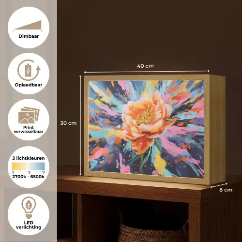 Bloemexplosie - Felle spatten - Dynamisch Light Box met batterij (Wandlamp) middel -USP_websiteoverzichtNL