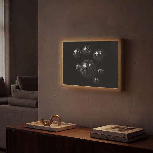 Discoballen - Minimalistisch - Zwart Light Box met batterij (Wandlamp) middel -sfeer1
