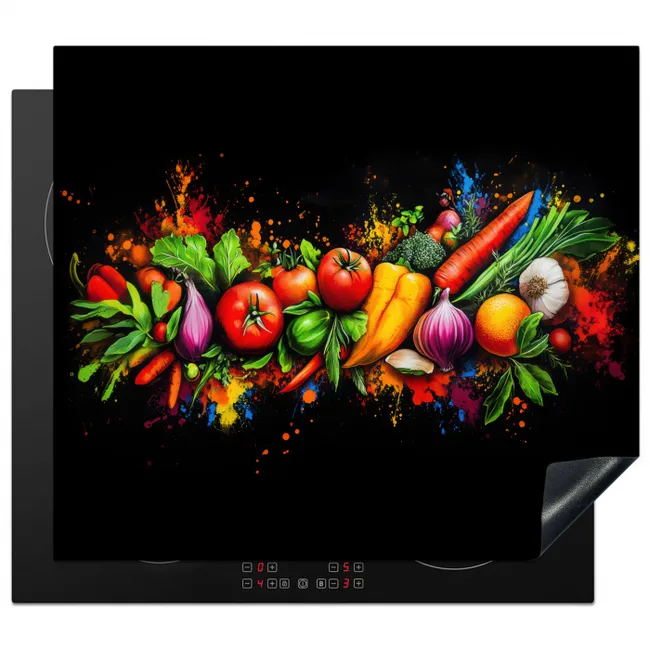 Groente - Eten - Kruiden - Graffiti - Koken Inductie beschermer vinyl 3mm middel -3d