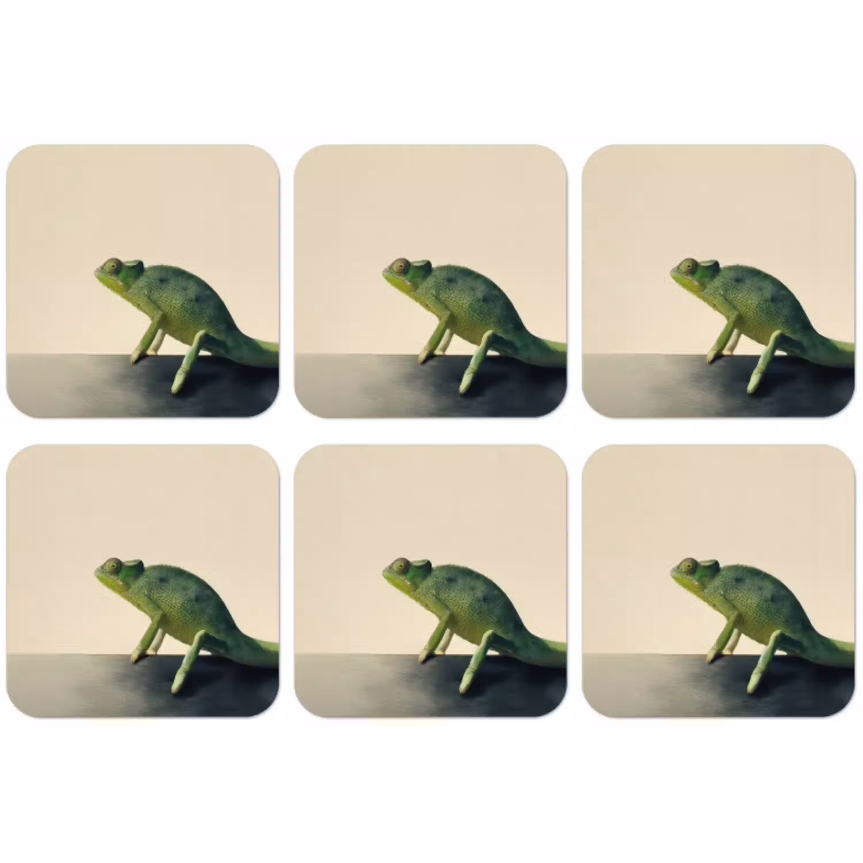 Kameleon - Groen - Minimalistisch onderzetter kurk middel -zkaufland3dotto