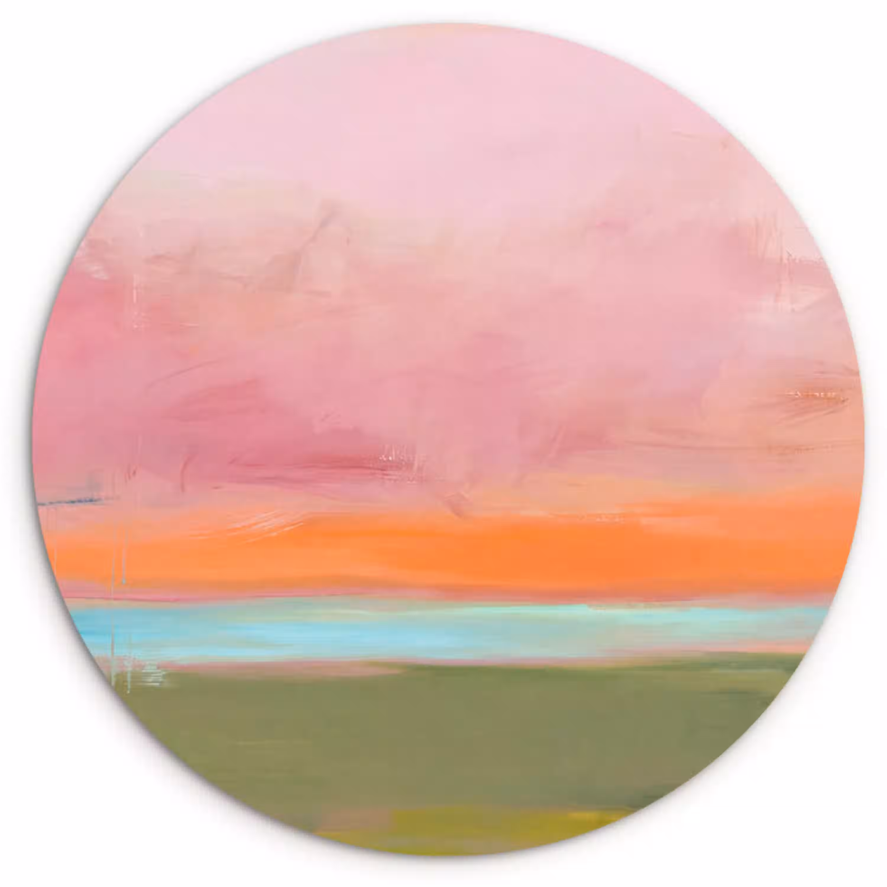 Abstract - Landschap - Modern - Roze - Oranje Wandcirkel kunststof plaat 5mm dik klein -3d