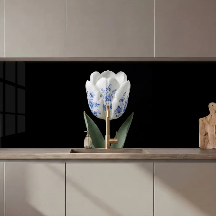 Tulp - Patroon - Blauw keuken achterwand 2 middel zz_3dshopping