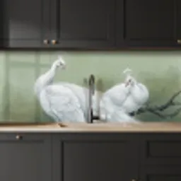 Pauwen - Wit - Natuur - Groen keuken achterwand 2 middel -sfeer1