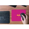 Smile - Stippen - Geel - Smiley - Roze muismat rubber klein -toetsenbord