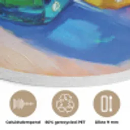Dobbelstenen - Kleurrijk - Getallen - Stipjes Akoestische PET Vilt - Rond klein -closeup_NL
