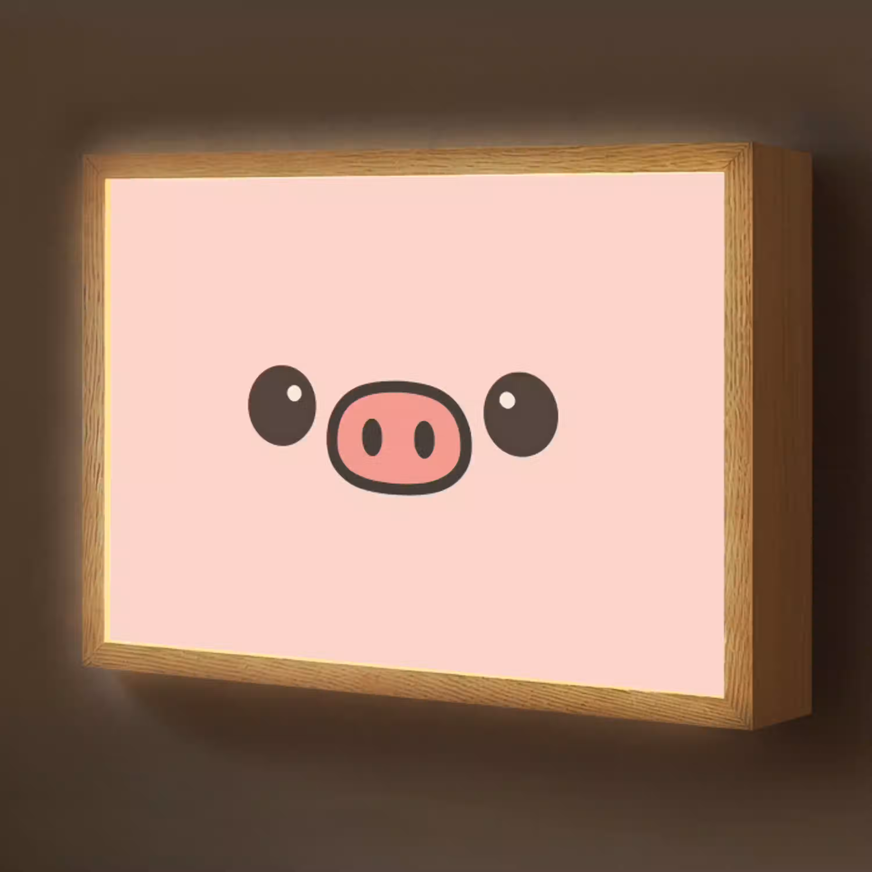 Varken - Roze - Minimalistisch Light Box met batterij (Wandlamp kind) middel -z3d_website