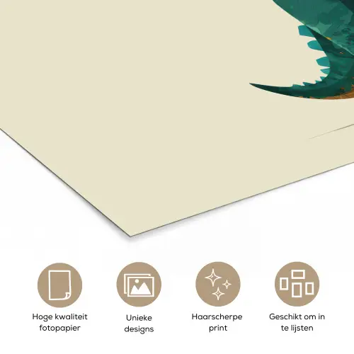 Stekels - Dino - Blauw - Gespierd poster papier klein -closeup_NL