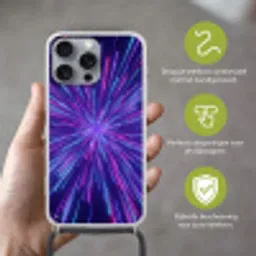 Dynamisch - Ruimte - Kleurrijk Hoesje iPhone 16 Pro Max met koord klein -sfeer2_NL