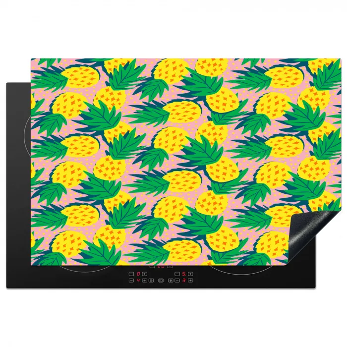 Ananas - Geel - Groen - Tropisch Inductie beschermer vinyl 3mm klein 276 -3d