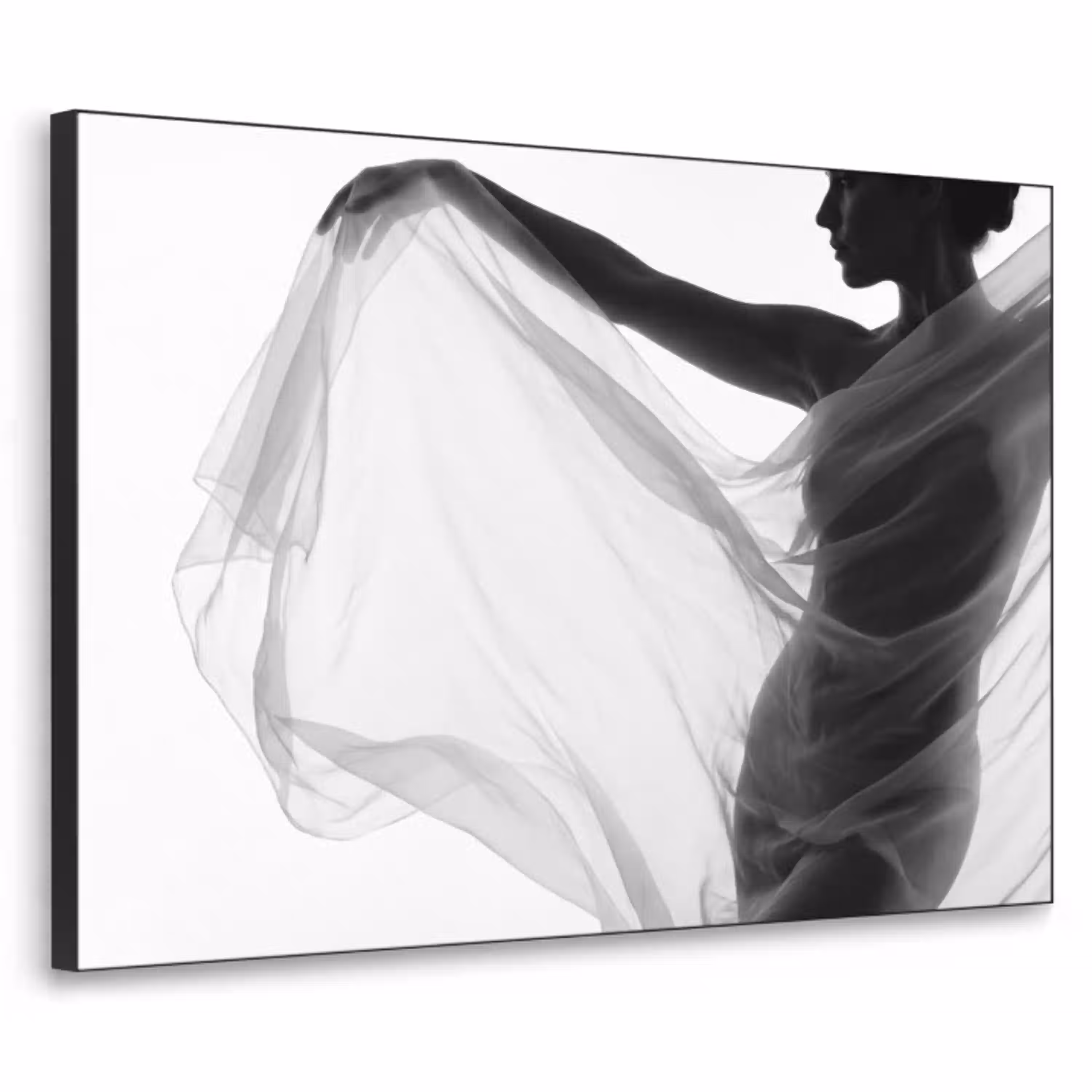 Silhouet - Sluier - Vormen - Zwart - Wit - Sensueel Textielframe zwart klein -3d