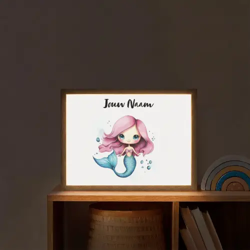 Zeemeermin - Roze Light Box met batterij (Wandlamp kind) middel -sfeer1_kind