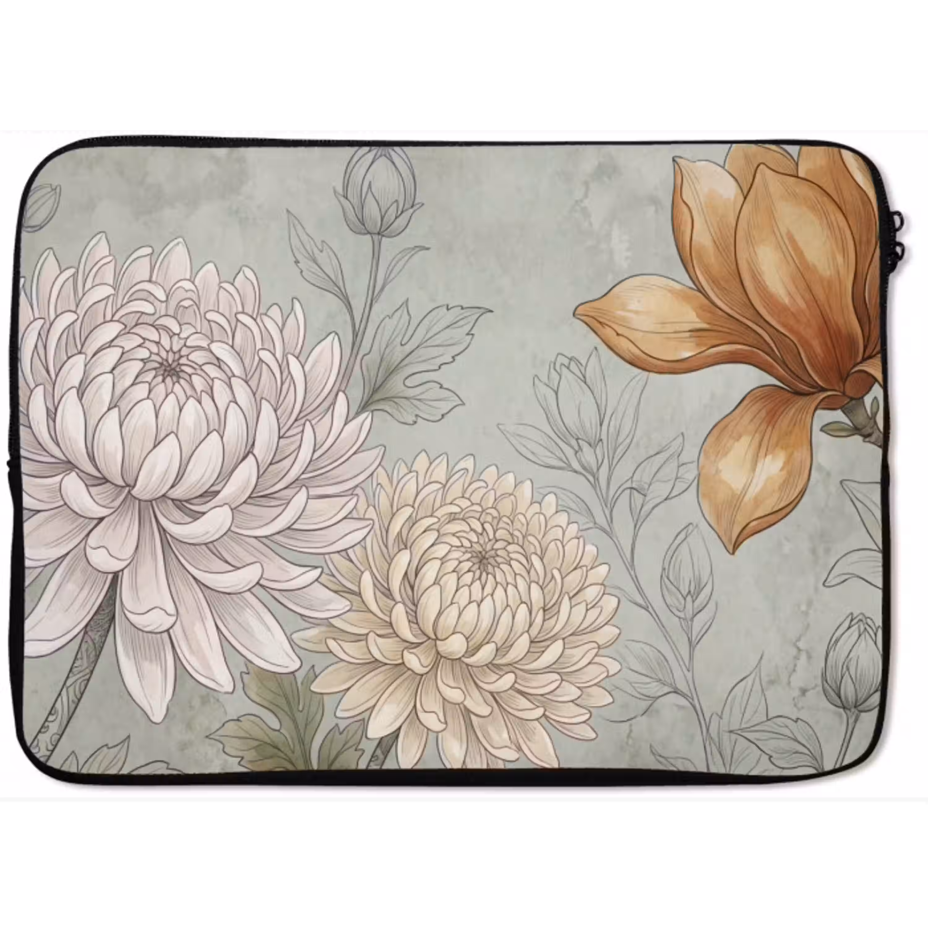 Illustratie - Bloemen - Groen laptophoes neopreen klein -zkaufland3dotto