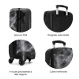 Donkergrijs - Bliksem - Marmer NBS - Handbagage koffer - Volwassenen Unisex middel zzzzzzzbolletjes_FR