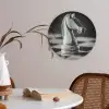 Paard - Hout - Schaalbord - Zwart Akoestische PET Vilt - Rond klein -sfeer3