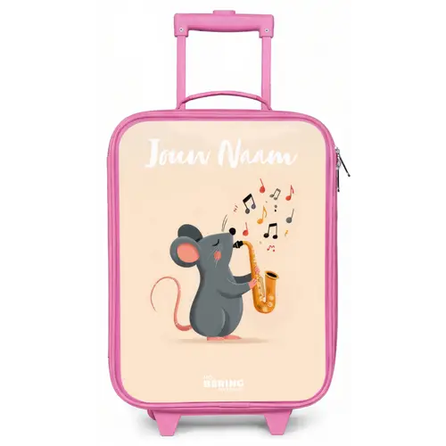 Muis - Saxofoon - Muziek Kinderkoffer - Roze klein -zz3dotto